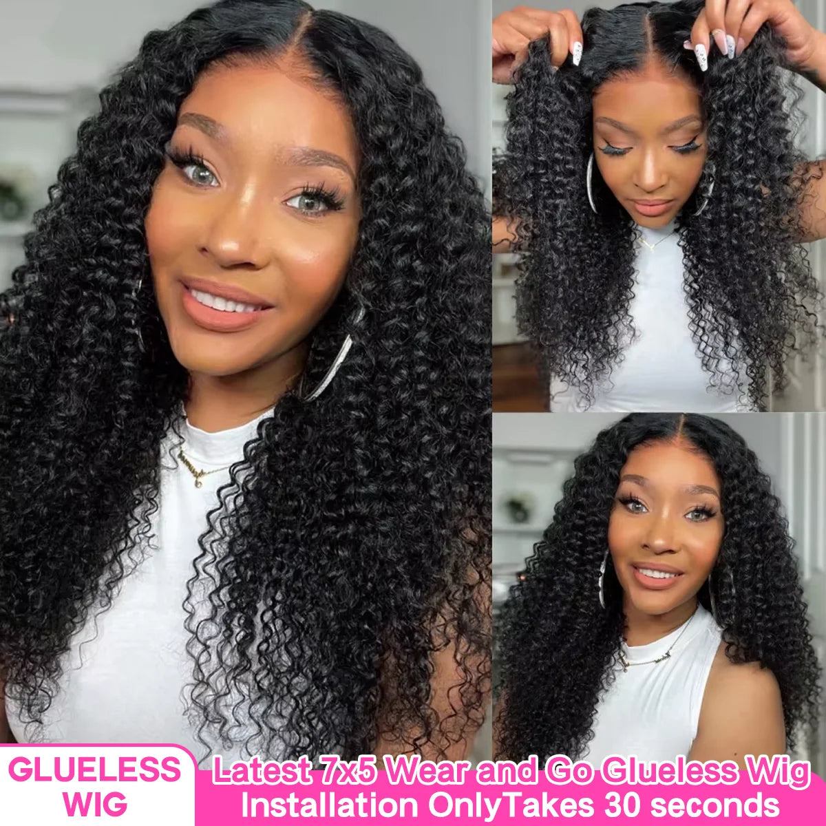 Glueless Wear And Go Kinky Curly Wig Human Hair Precut 7x5 13x6 HD Frontal Wigs Ready to Perplucked Curly Lace Front Wig On Sale